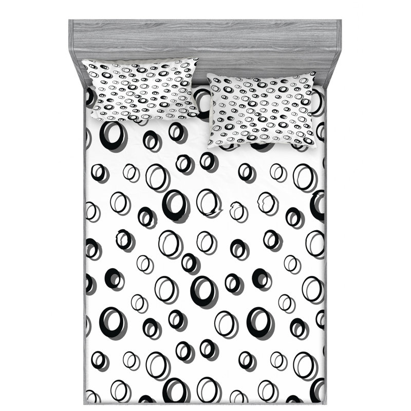 Microfiber Geometric Sheet Set, Queen Sheet Set with Fitted Sheet