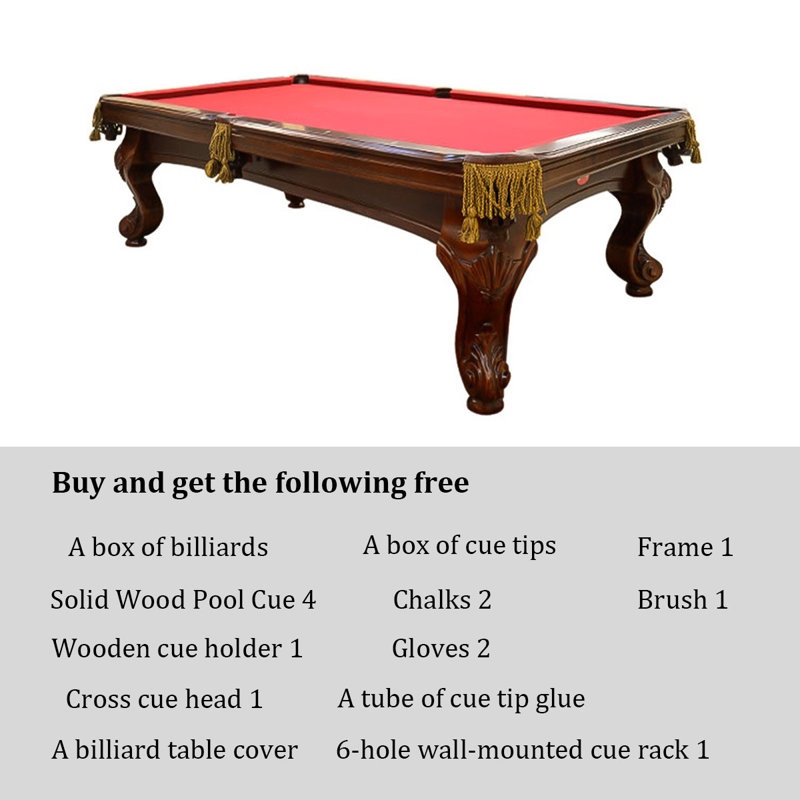 Table de billard 9 pi Vintage, 32.68" H x 111.42" W x 61.42" D