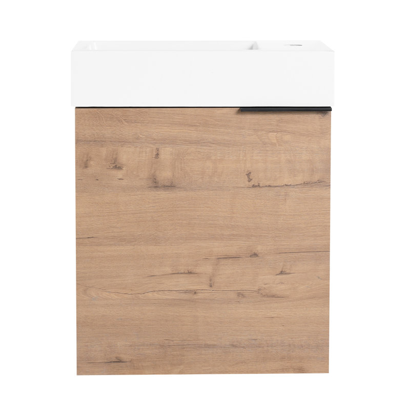Meuble-lavabo de 18 po avec lavabo en résine et porte à fermeture en douceur - Beauté contemporaine Vaste option de rangement en contreplaqué