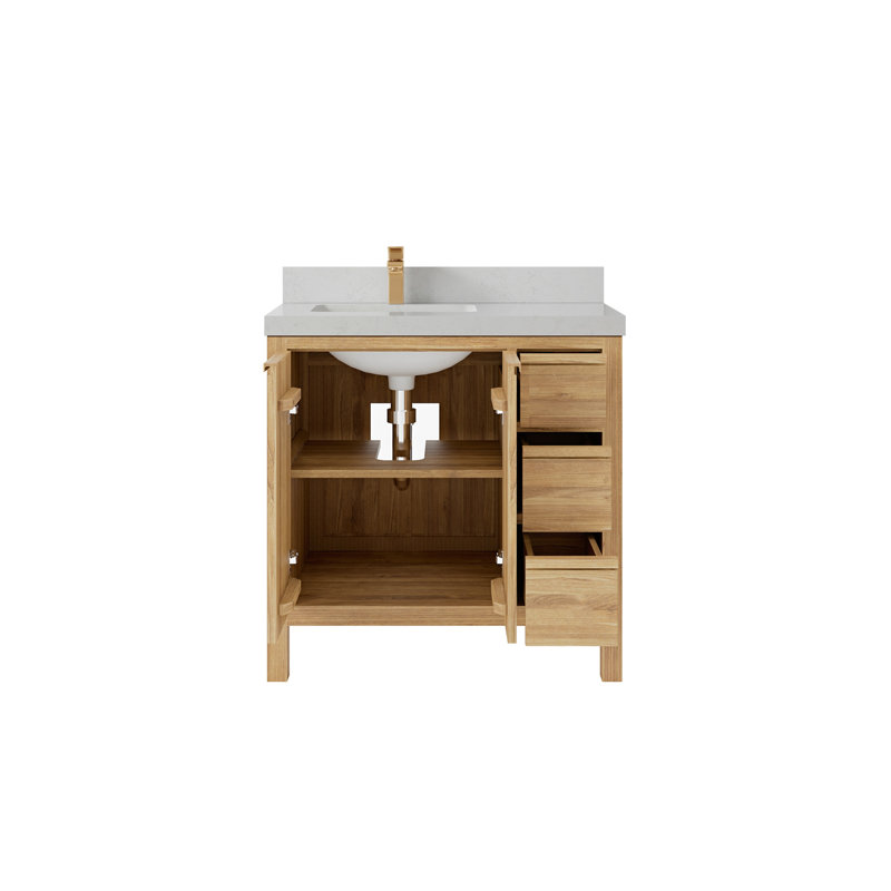 Ensemble de meuble-lavabo simple 36 po Elizabeth, Quartz de Carrare