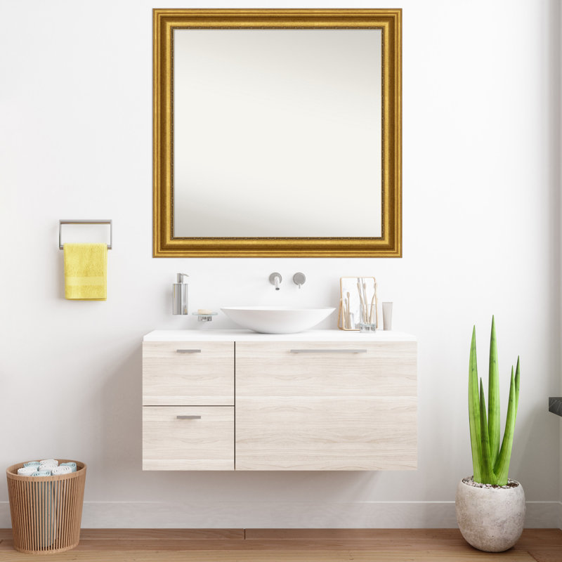 Miroir de salle de bain Jashawna, 37,75 po x 37,75 po, Doré