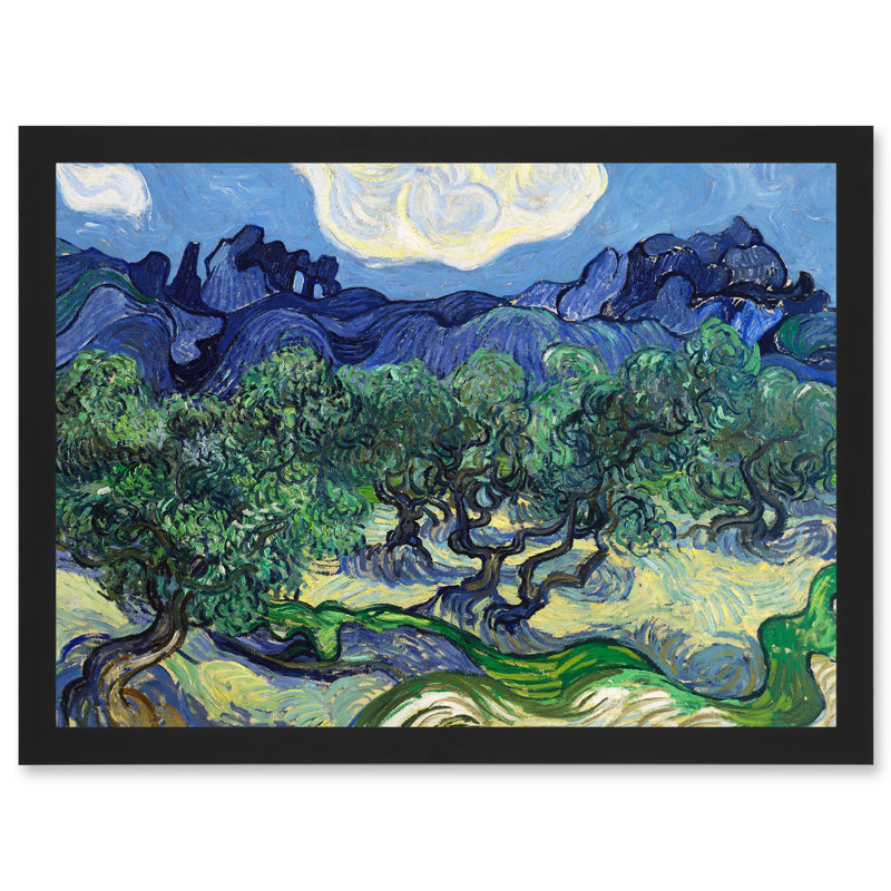 The Olive Trees Painting by Vincent Van Gogh - 1 Piece Single Picture Frame Wall Art, 33cm H x 44.5cm W x 1.5cm D