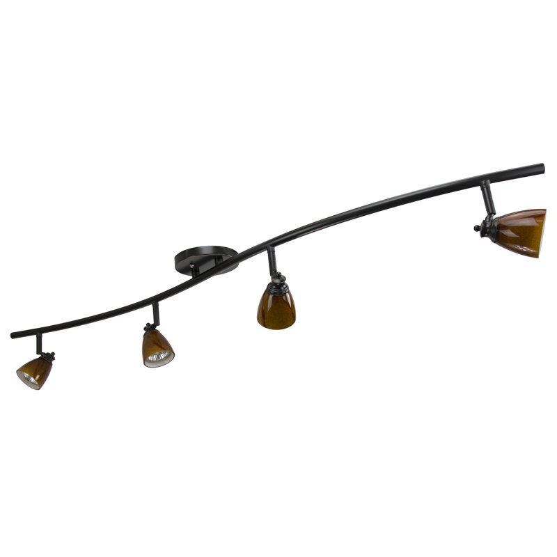 48'' 4 -Light Fixed Track Track Kit with Dimmable and Adjustable Head,  Dark Bronze, Amber 