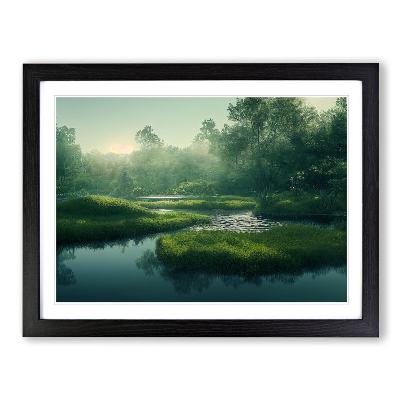 Spirited Pond - Single Picture Frame Painting, Black, 25cm H x 34cm W x 2cm D