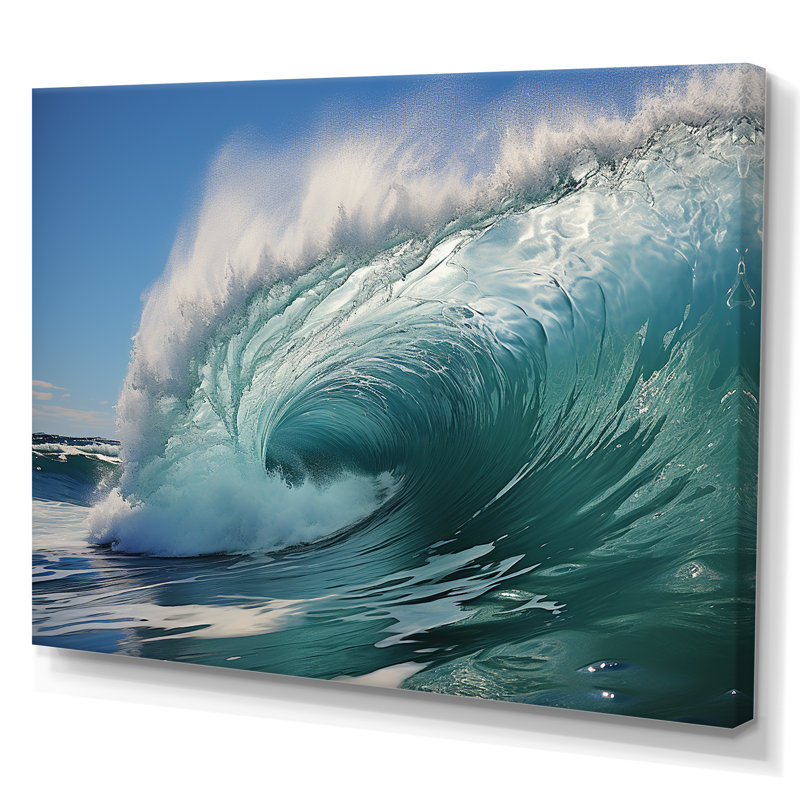 Impression sur toile Turquoise Ocean's Force Unleashed, H 24 po x l 32 po x P 1 po, Toile tendue