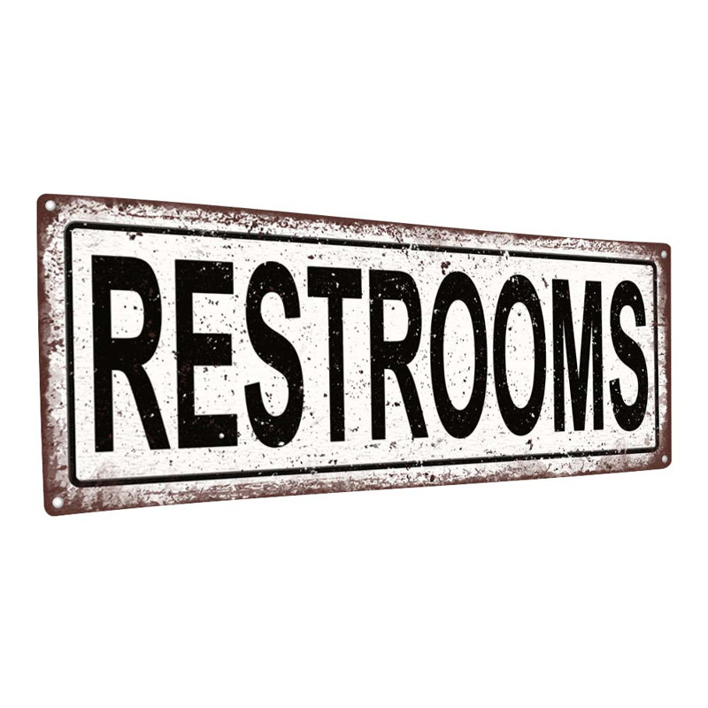 Enseigne en métal Restroom, H 11,5 po x l 31 po x P 0,04 po