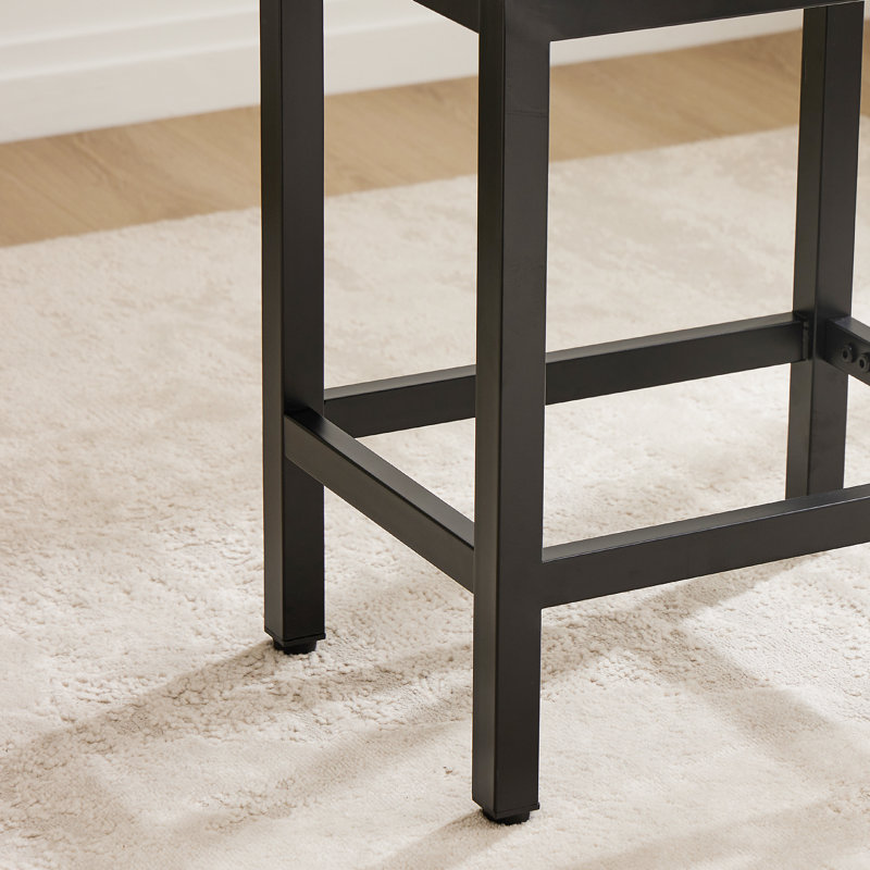 Michille Saddle Upholstered 24.21" Counter Stool, Black/Black , 2