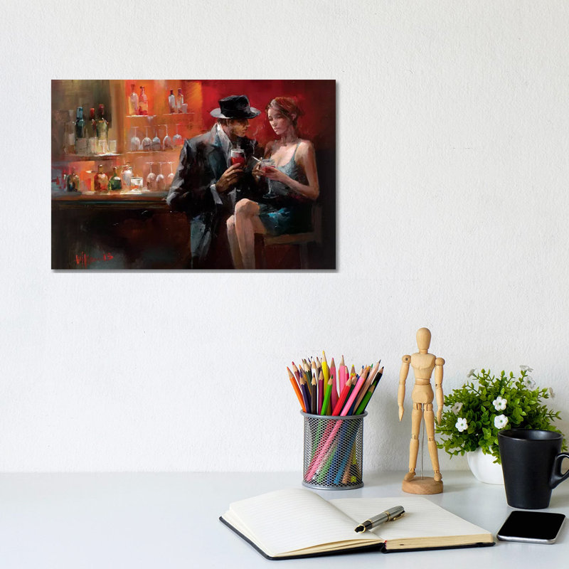 Evening In The Bar I by Willem Haenraets - Wrapped Canvas Painting, 20.32 cm H x 30.48 cm W