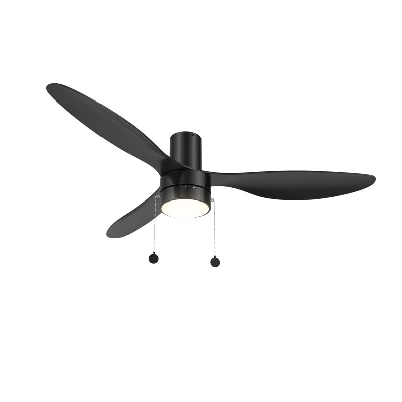 52'' Pull Chain Black Ceiling Fan with Light