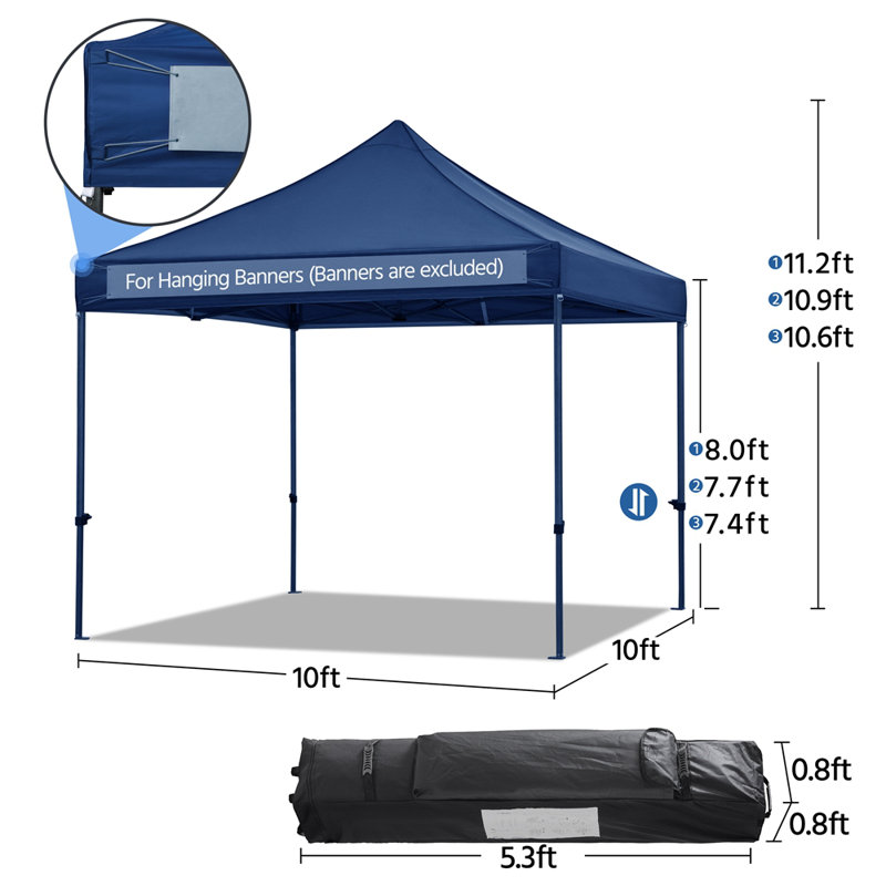 Stannards 10 x 10 FT Pop-Up Canopy Steel Party Tent, Navy Blue