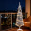 Arbre de Noël artificiel 5 pi avec 294 branches, arbre de Noël mince à assemblage facile avec base blanche amovible, parfait pour les fêtes