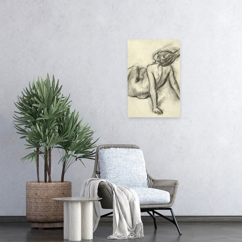 Femme se faisant coiffer - Estampe murale abstraite et contemporaine impressionniste, H 24 po x l 16 po