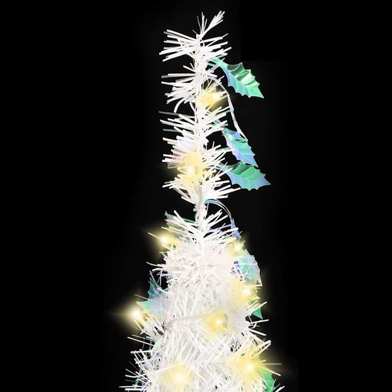 Arbre de Noël artificiel blanc pliable en PVC et métal
