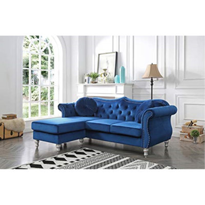 Farney Velvet L-Shaped Sectional Reversible