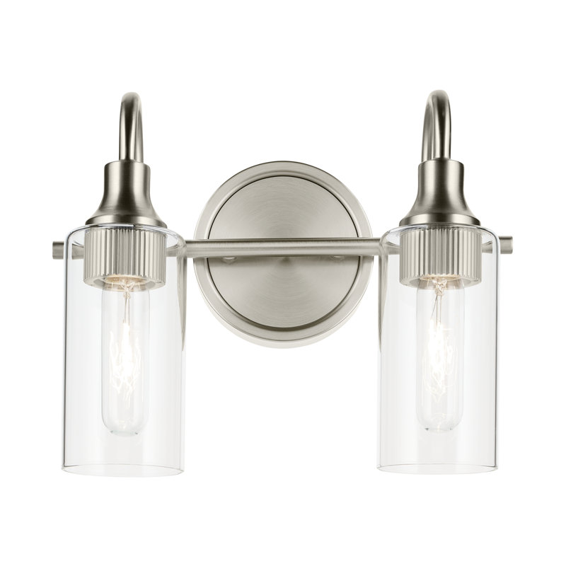 12.5" 2-Light Vanity Light with Clear Glass, Brushed Nickel