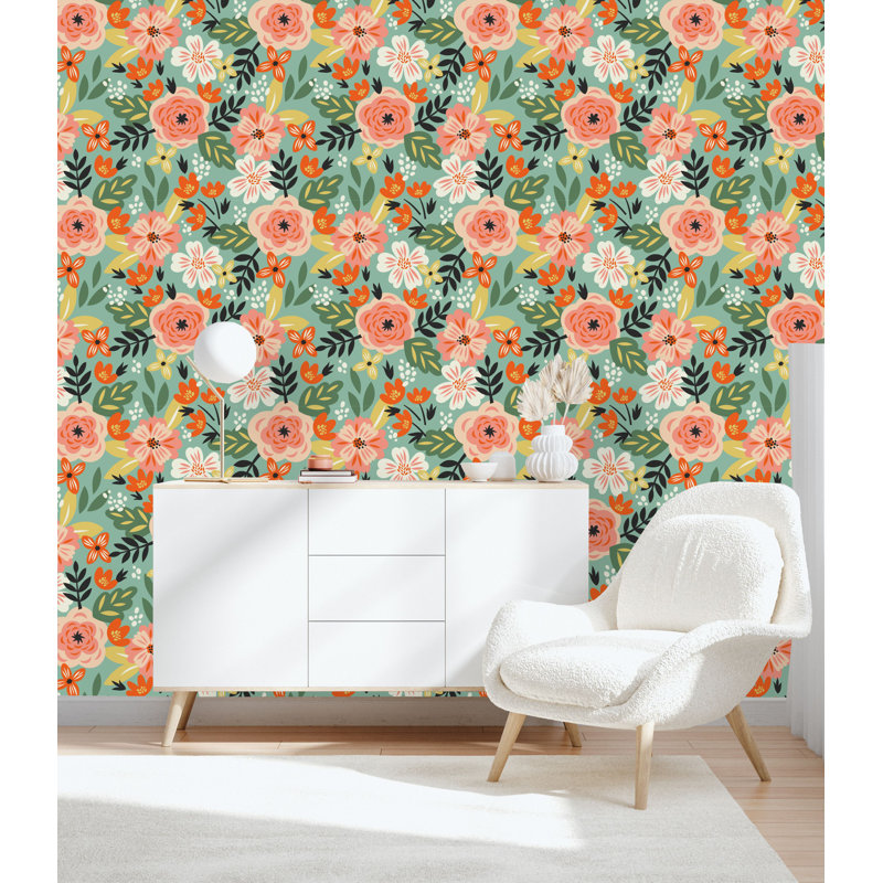 Floral Tile, Vinyl, 18.75" L x 25" W