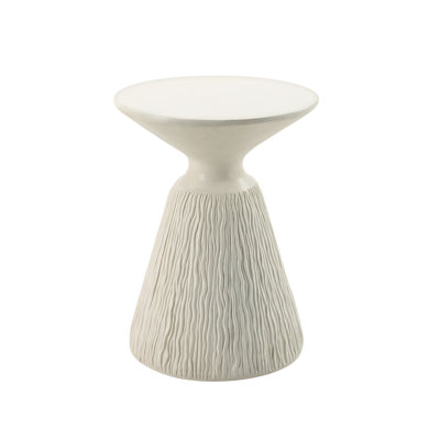 Duane Modern White Accent Table - Natural White Finish Fiber Concrete Side Table with Faux Concrete Design for Living Room Decor