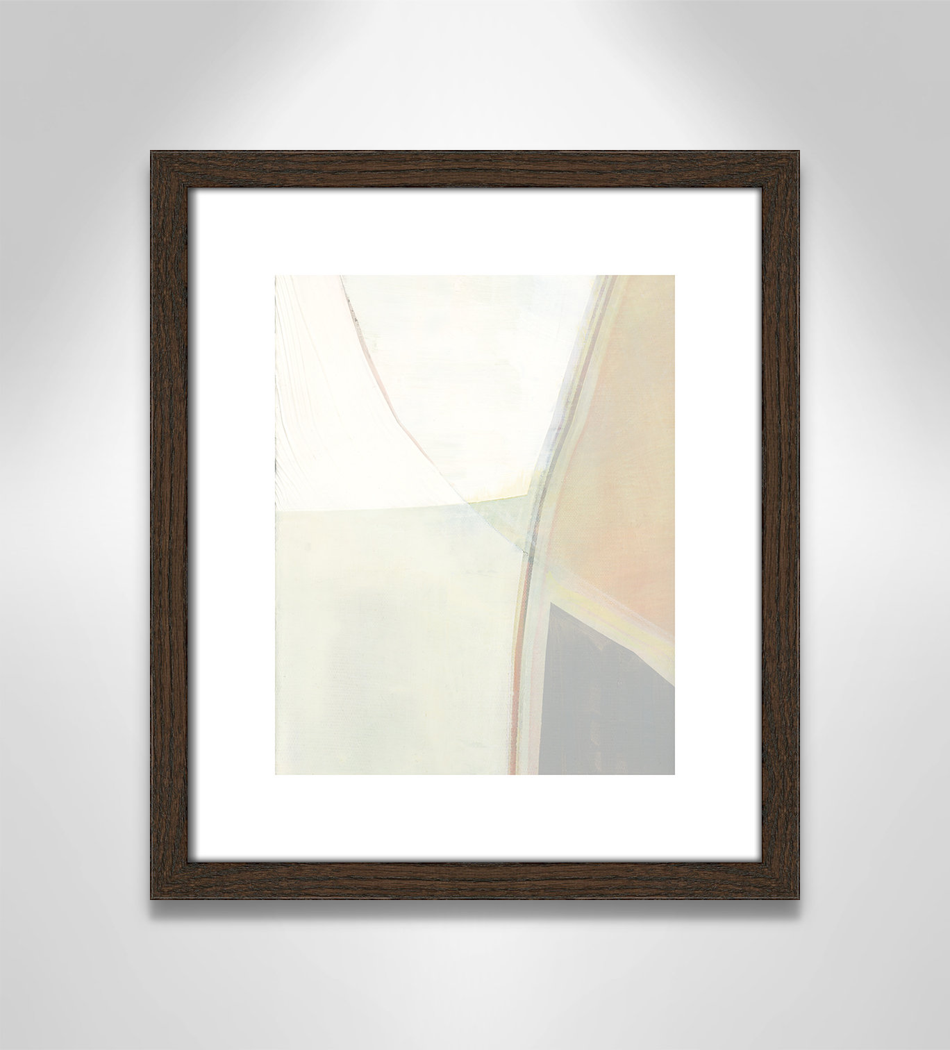 Alexandria "In Neutral II" Painting by Cartissi, Walnut Wood Framed Paper, 15" H x 13" W x 0.75" D