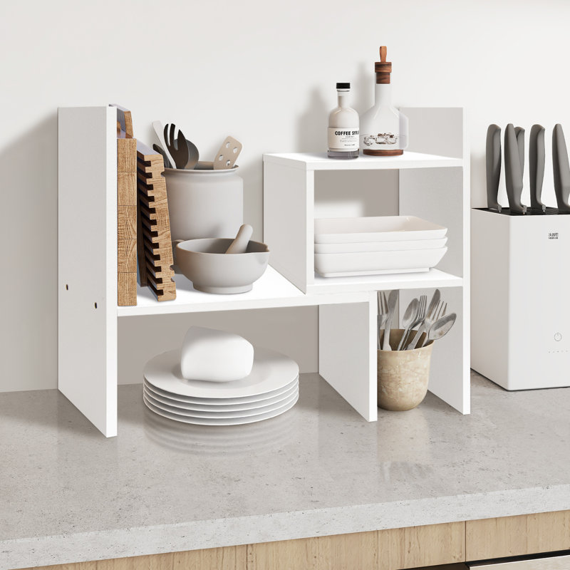 Rotatable White Desktop Organizer Shelf, White