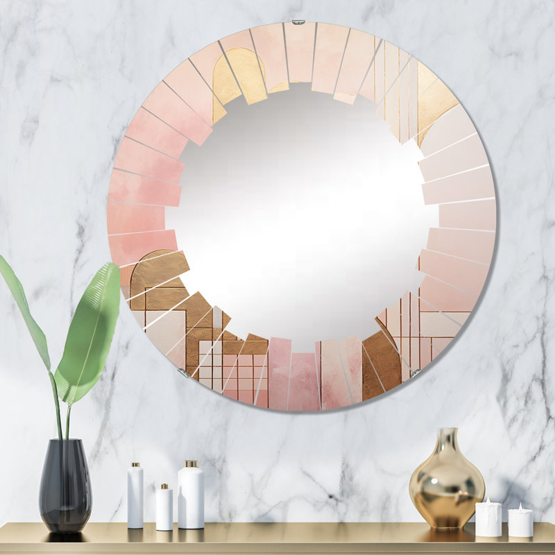 Diascia - Miroir mural moderne rond, 32 po x 32 po