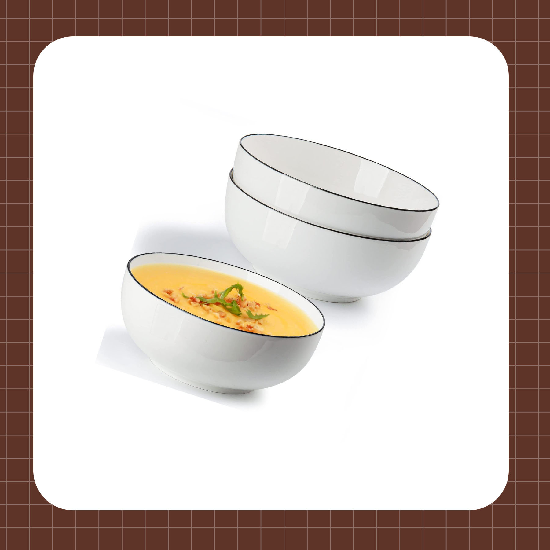 Large Serving Bowls - 60 oz Ceramic Salad Bowl - 8 Inch Serving Bowl Set -  Big Soup Bowl For Kitchen - Microwave & Dishwashers Safe - Pho Fruit Pasta  Popcorn Bowl - Set of 3 - White : : Home
