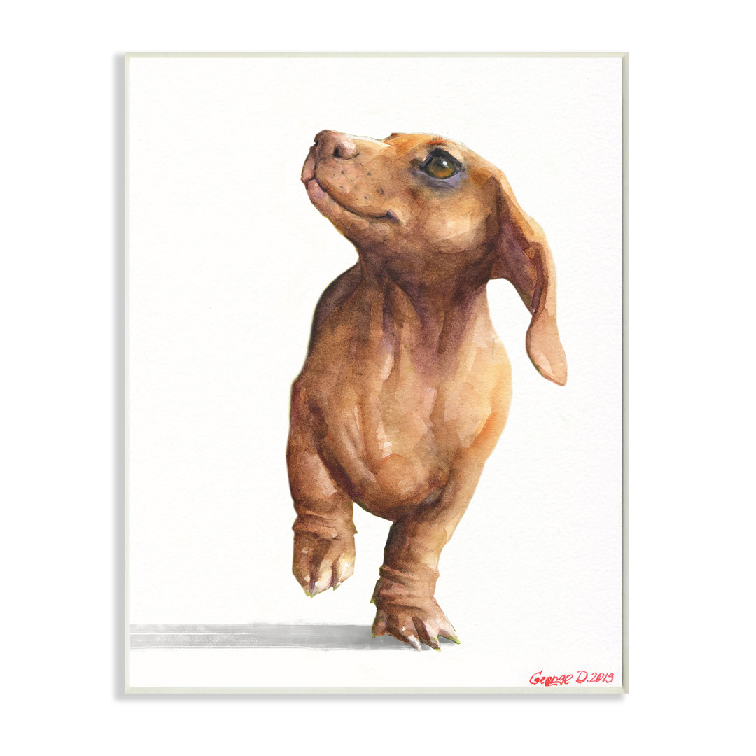 Little Dachshund Dog Strutt Adorable Pet by George Dyachenko - Painting on Canvas Winston Porter 