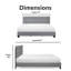 Lit plateforme tapissier Hudson, tête de lit droite capitonnée, gris clair-1965332504