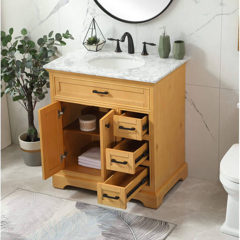 Ensemble de meuble-lavabo simple 32 po Hermes, Bois naturel