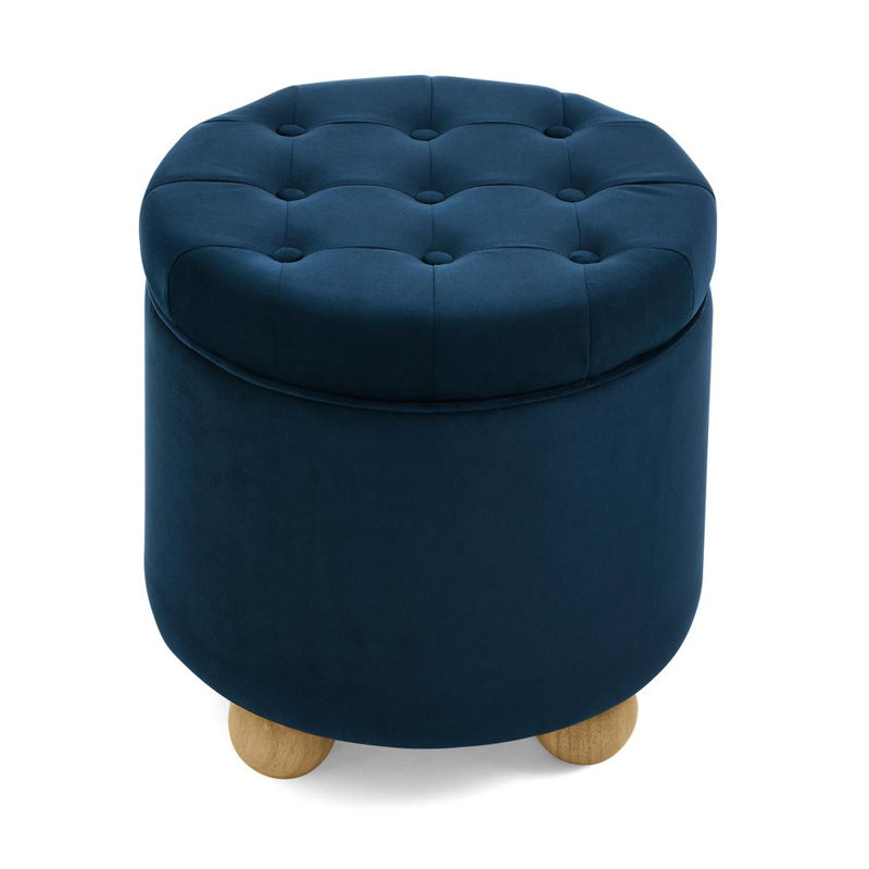 Repose-pieds rembourré avec rangement, Bleu foncé