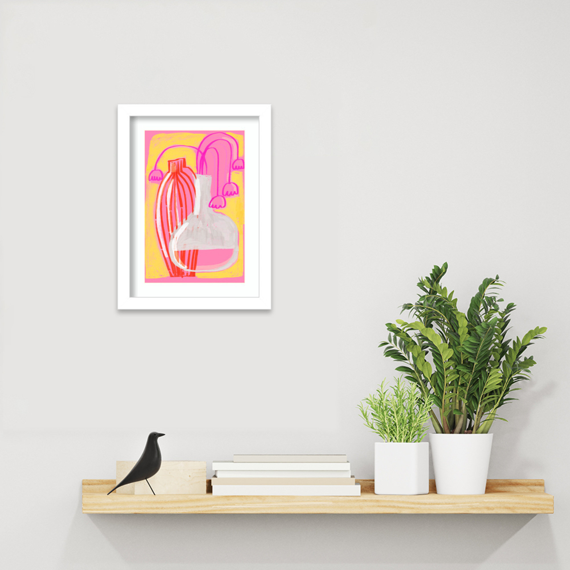Neon Still Life No 5 by Treechild Wood Framed Wall Art Print, White, 13" H x 10" W