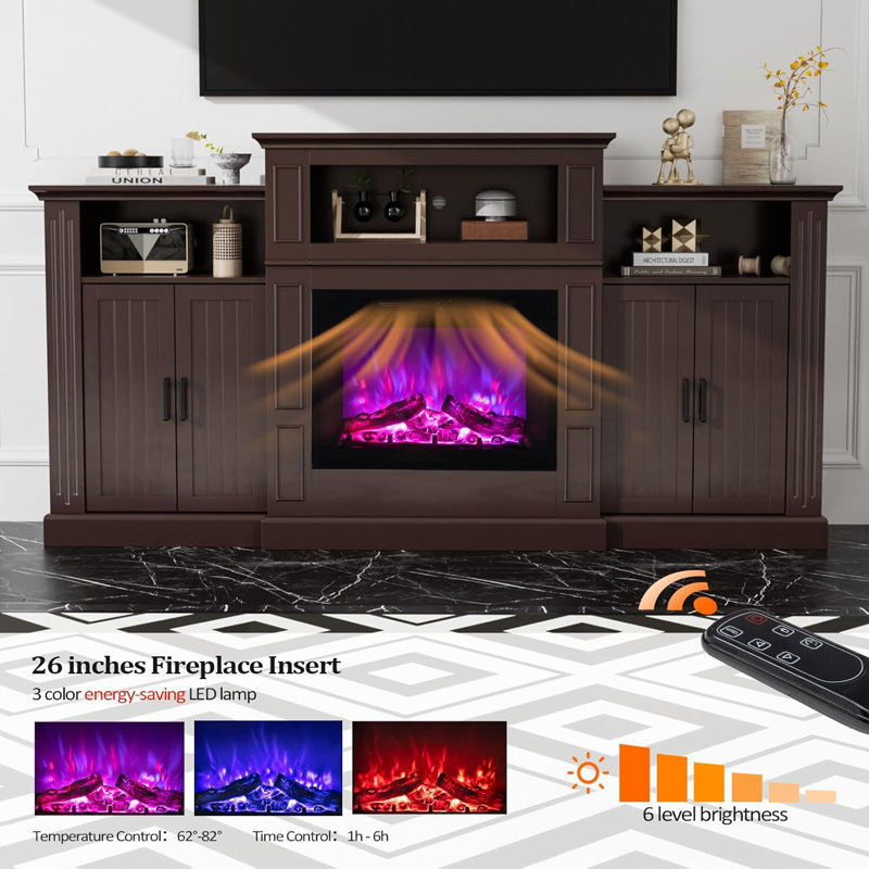 Meuble télé avec foyer brun