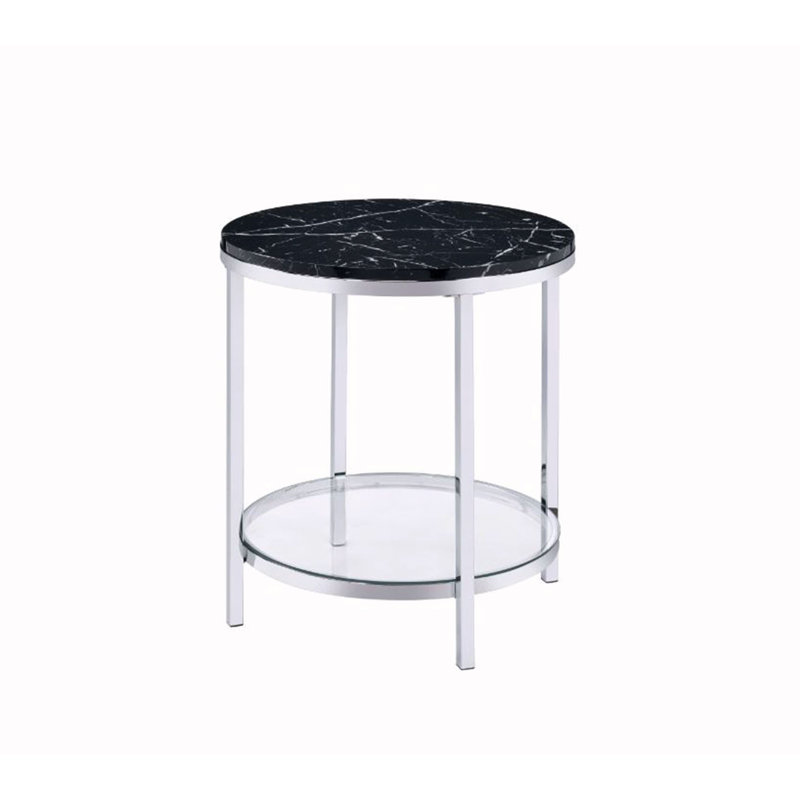 Table de bout avec plateau de rangement en marbre Delessite