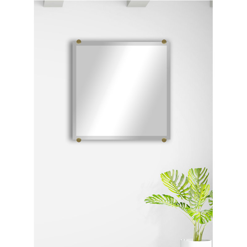 Mansell Beveled Frameless Wall Mirror, Brass, 58" H x 31" W