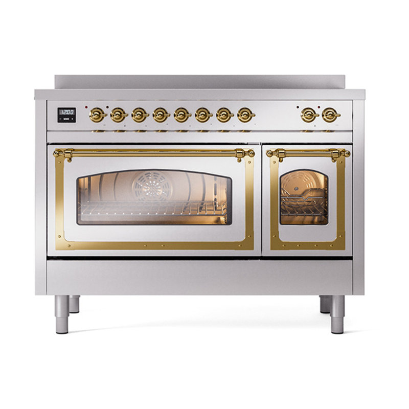 ILVE Nostalgie II Noblesse 48 po à induction, Acier inoxydable / laiton