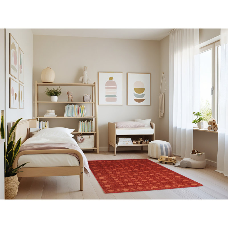 Tapis de zone rouge/brun contemporain, Rectangle 4 pi x 6 pi