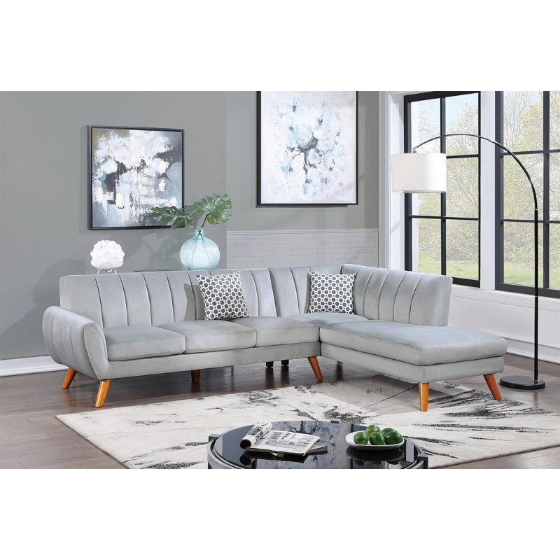 Ensemble de canapé modulaire en velours gris clair 2 pièces