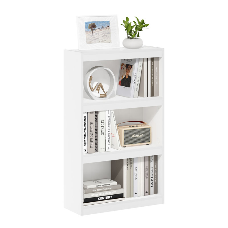 Ambellina Bookcase, White, (3 Shelves) 24.5" W x 40.3" H x 9.5" D