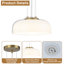 Grand luminaire suspendu moderne en or brossé 12,8 pouces avec abat-jour en verre blanc dôme - Plafonnier de hall d'entrée à hauteur réglable à intensité variable-128645703