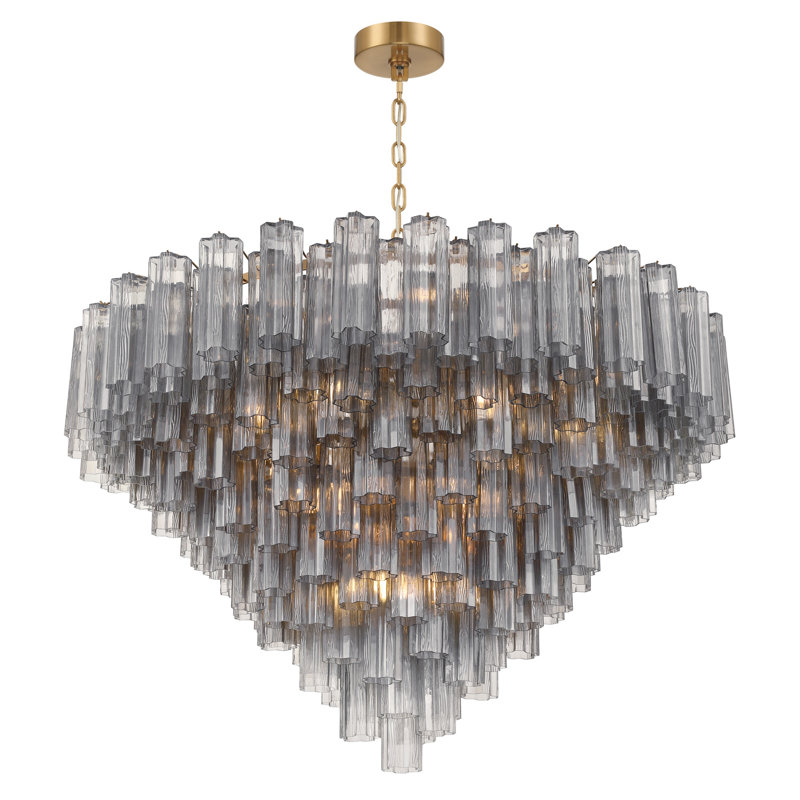 Lustre en laiton vieilli 49 po Sandbach, H 42,5 po x l 49 po x P 49 po, Gris, Doré