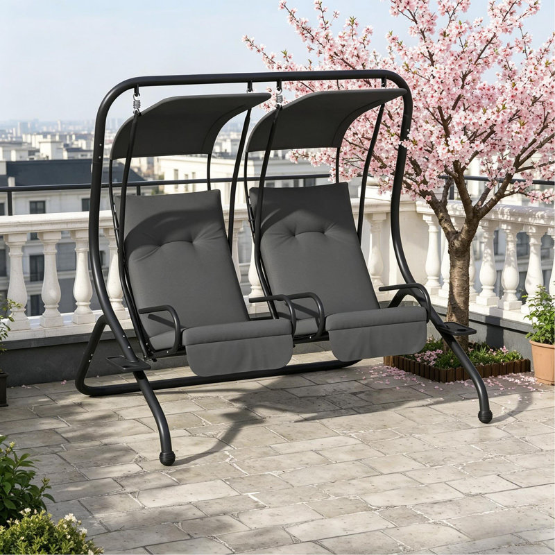 Balancelle d'extérieur 2 places avec auvent, balancelle de jardin pour le jardin