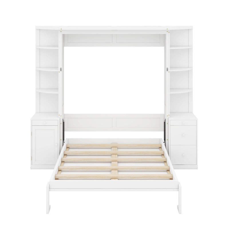 Grand lit escamotable avec bureau, Blanc