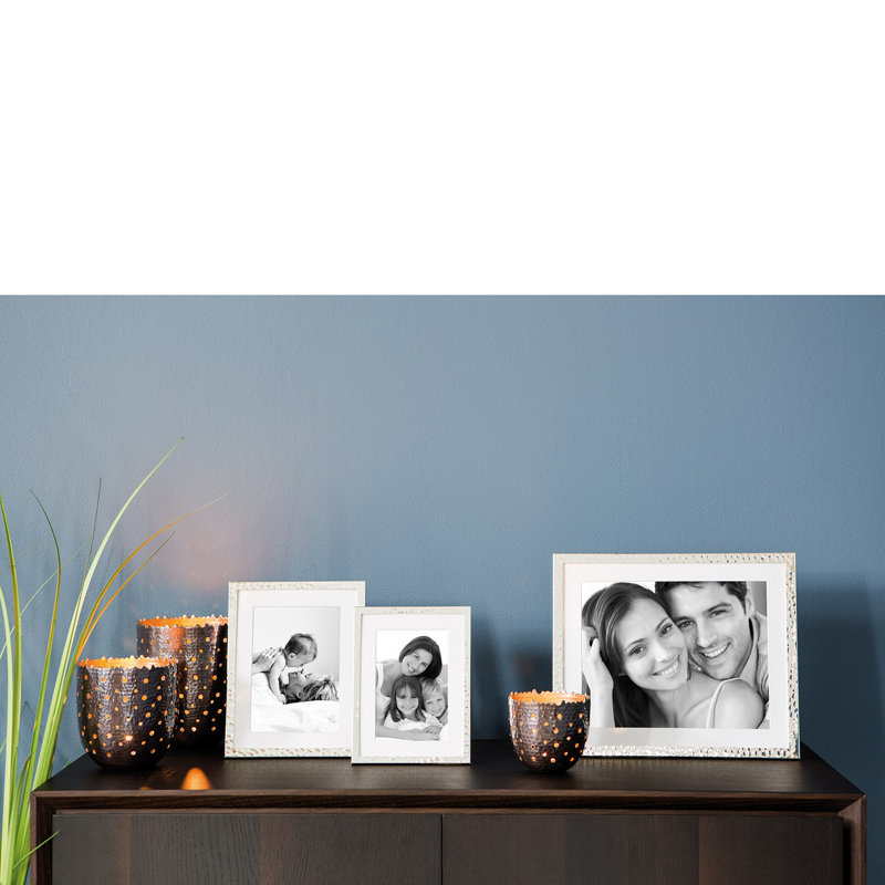 Cadre photo Milan métal argenté lisse 7X9, H 9,44 po x l 7,48 po x P 0,79 po