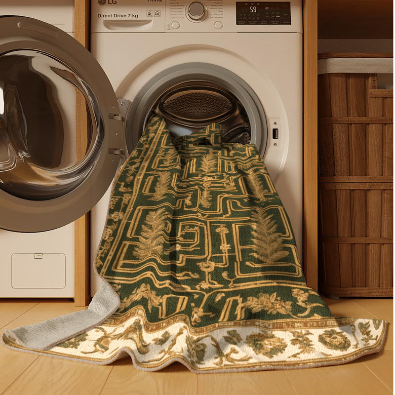 Tapis brun français lavable à la machine, Rectangle 5 pi x 7 pi