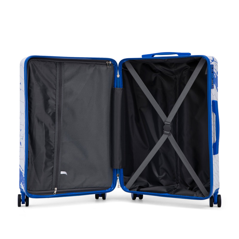 Valise à roulettes 20 pouces pour PC, valise de transport, avec motif imprimé et serrure à combinaison, Blue