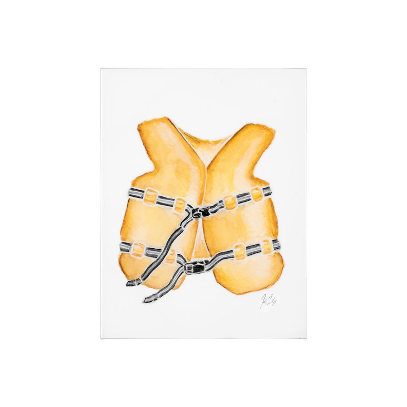 Lifejacket I a Hand Embelished Textured Canvas, 26" H x 20" W x 1.5" D