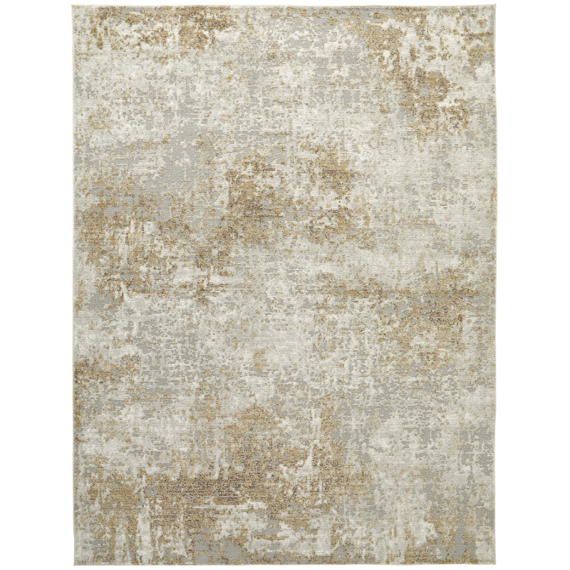 Edgeworth Abstract Machine Woven Cream Beige Brown Area Rug, Rectangle 120cm x 170cm