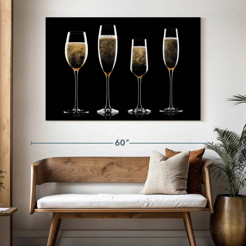 Yarlin Four Champagne Glasses, 34" H x 51" W