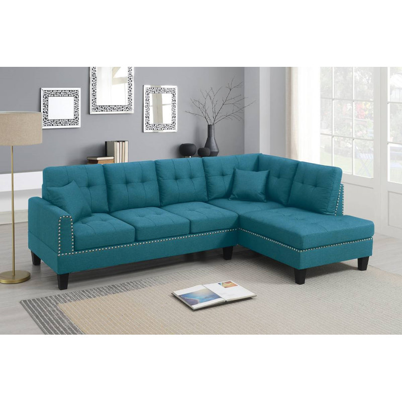 2-Piece Sectional Set, Azure Fabric