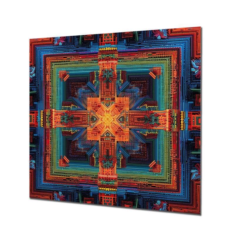 Mandala bouddhiste géométrique Vajrayana, Métal métal, H 36 po x l 36 po x P 1,5 po