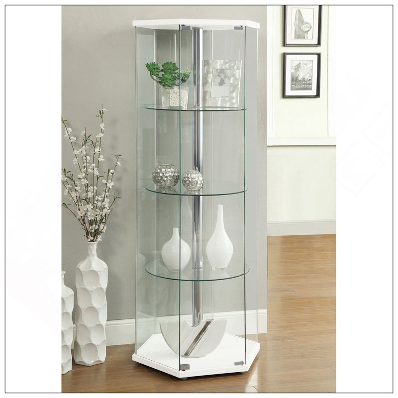 Vitrine hexagonale en verre transparent Tenley